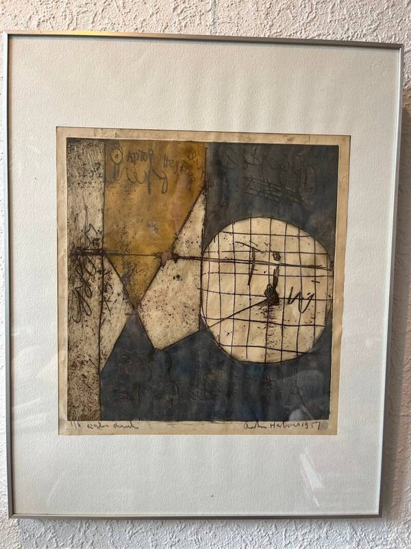 260679 - Anton Heyboer - Zeldzame ets " Mispel of Compositie" uit 1957.