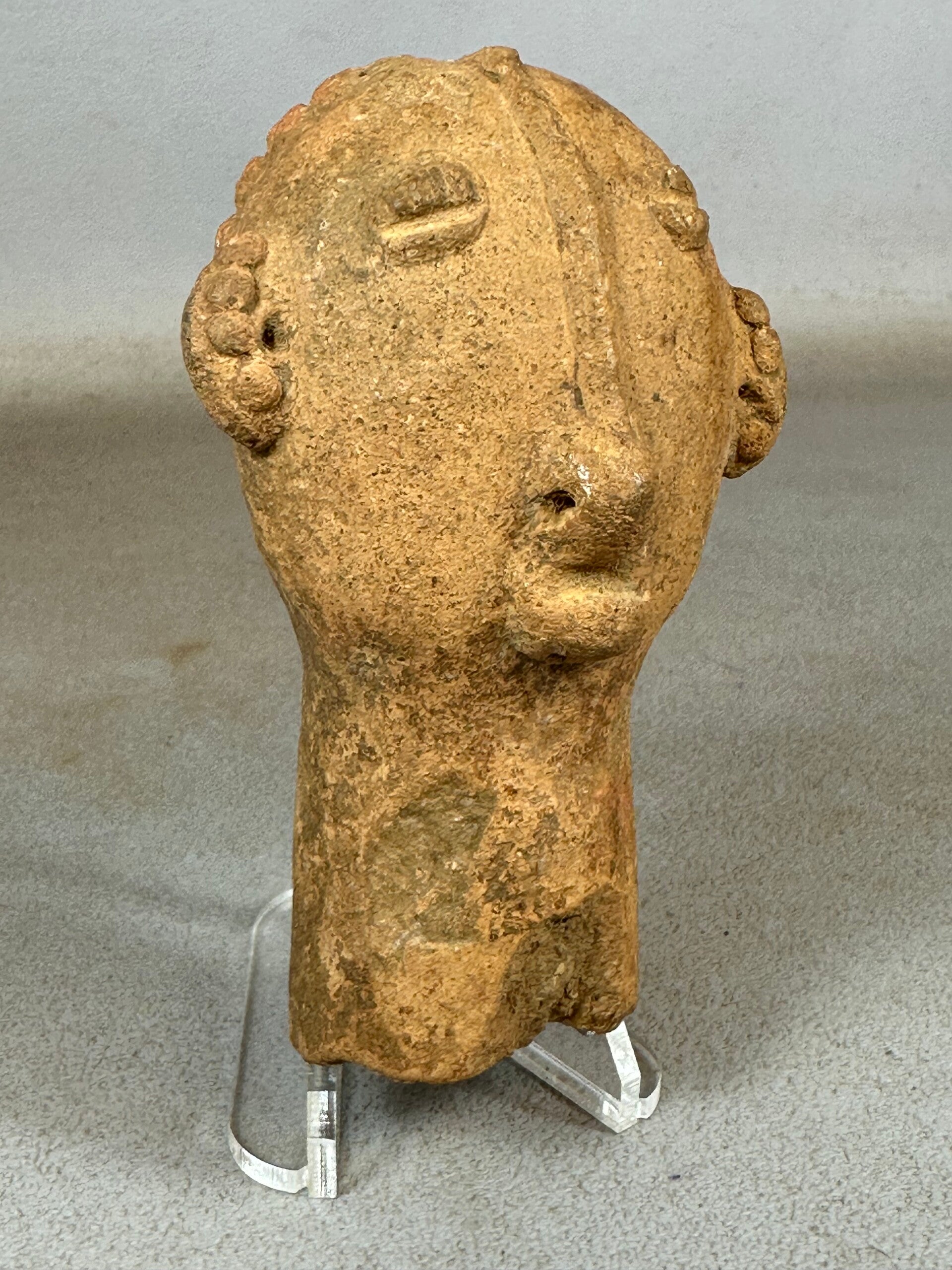 241163 - Antique Terracotta Bura Funerary vessel top head - Niger