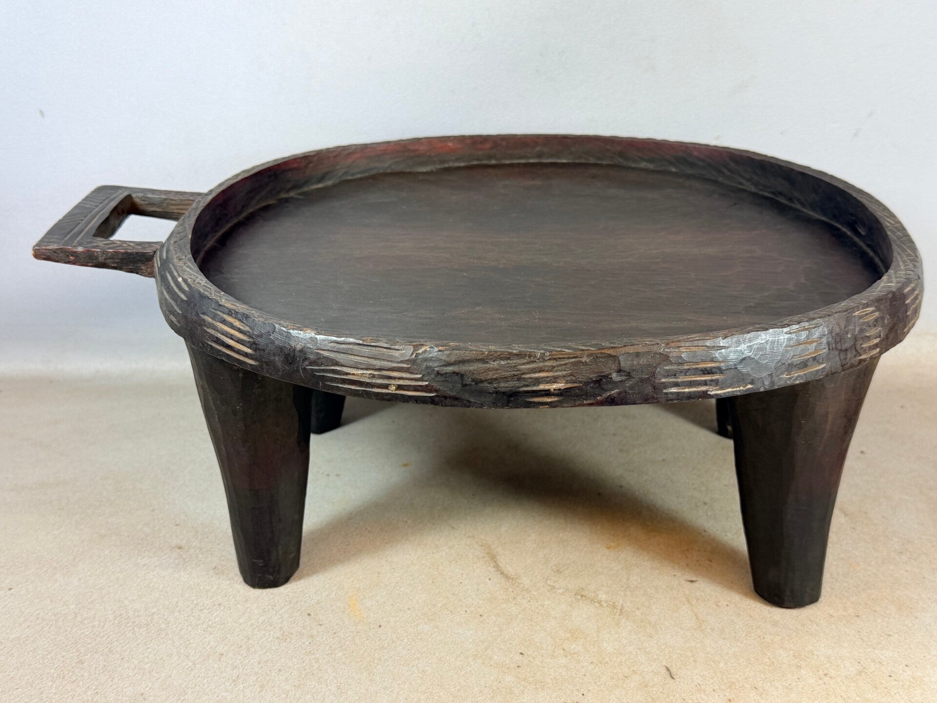 260229 - African Ethiopian GURAGE WOODEN COFFEE TRAY - Ethiopia.