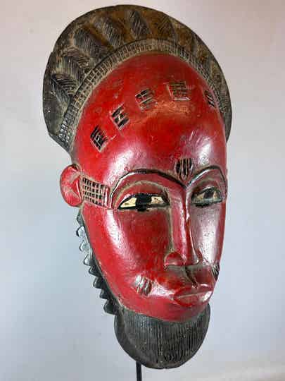 240124 - Red African Baule mask - Iv. Coast.