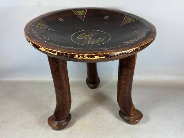 250135 - African three-legged stool with beads from the Jimma region - Ethiopia.