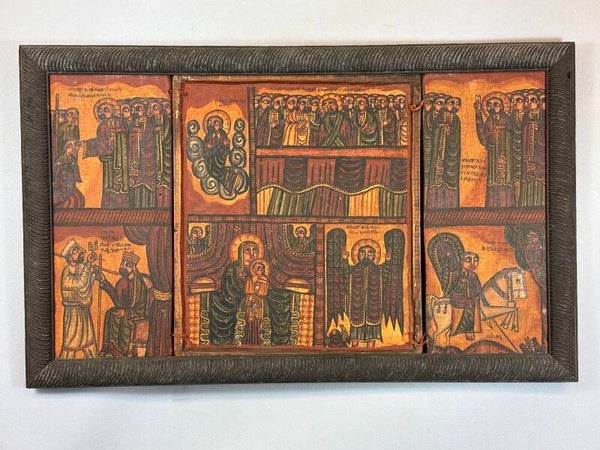 250448 - African Framed wooden 19th century Ethiopian Coptic icon - Ethiopia