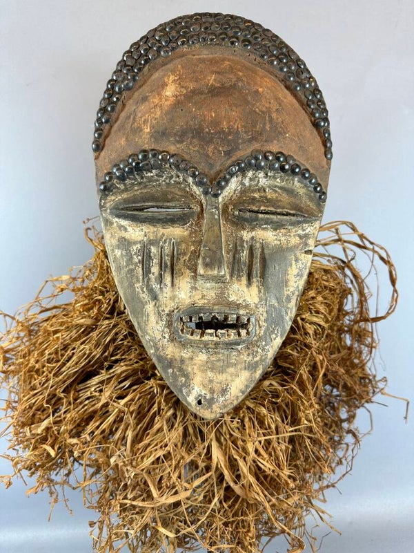 240135 - Old African Idoma mask with beard - Certificate - Nigeria.