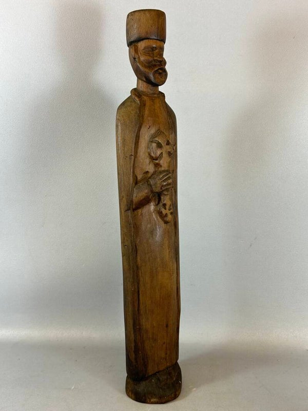 240207 - Antique Ethiopian coptic priest Olive Wood Hand carving - Ethiopia