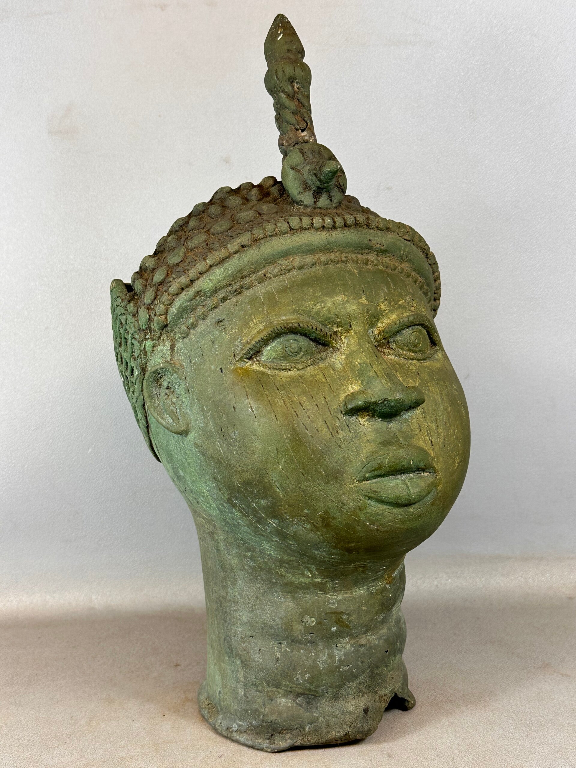 250651 - Large Oba Bronze Memorial Head - Bini Edo - Benin - Nigeria.