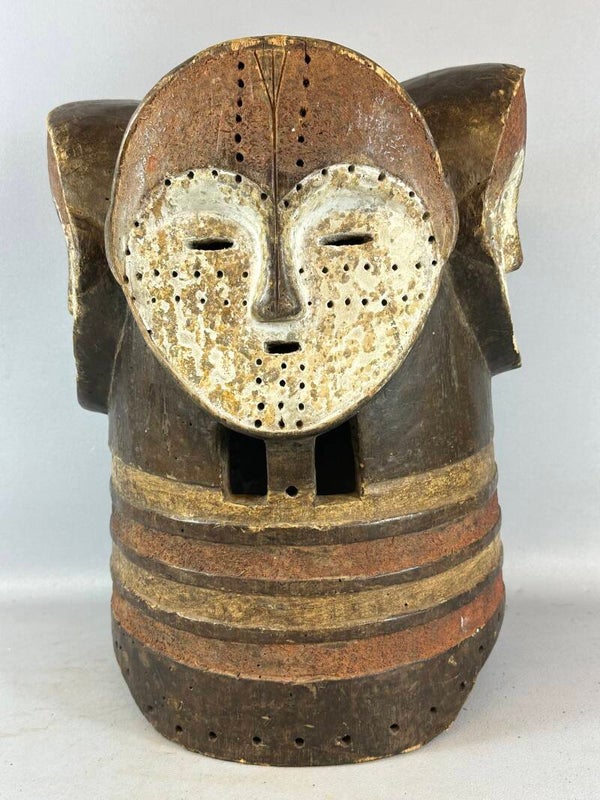 240330 - Antique African helm mask from the Lega Bwami - Congo.