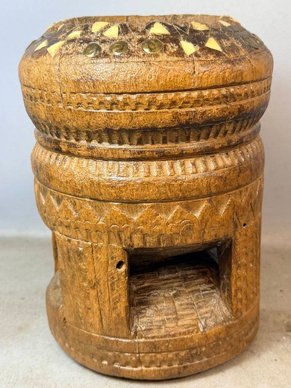 260718 - Very old African wooden KUBA medicine mortar - Congo