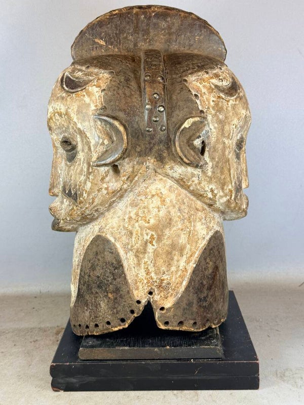 260738 - African Double Ngontang Fang Janus Helm Mask - Gabon.