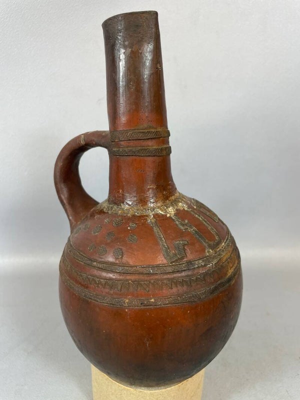 221208 - Extremely rare Antique African Ethiopian Terracotta Jebena - Certificate - Ethiopia.