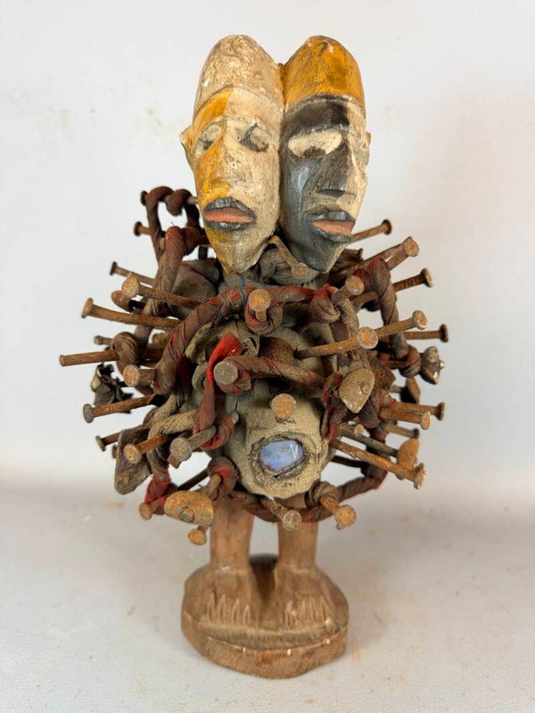 261043 - African Fetisch Bakongo Nkisi Nkondi twin statue - Congo.