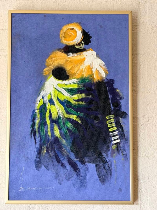 USF020 African art by Joshua Mensah - woman with child - Ghana