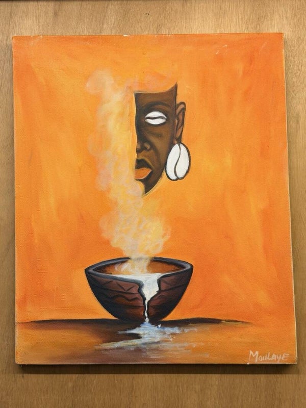 USF033 - Painting Moulaye Sarr - coffee - Gambia.