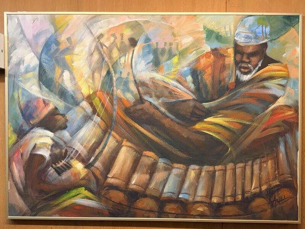 261093 - Large African painting by Godwin Adjei Sowah "music" - Ghana