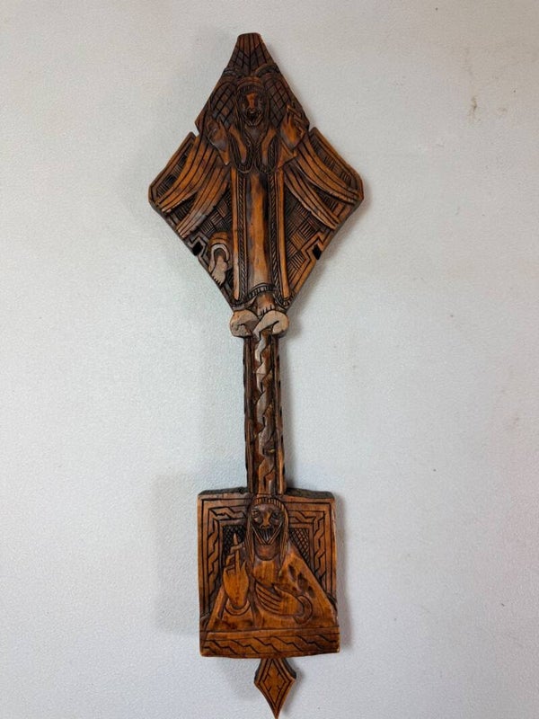 260889 - Wooden end 20th Century Ethiopian Coptic hand Cross - Ethiopia.