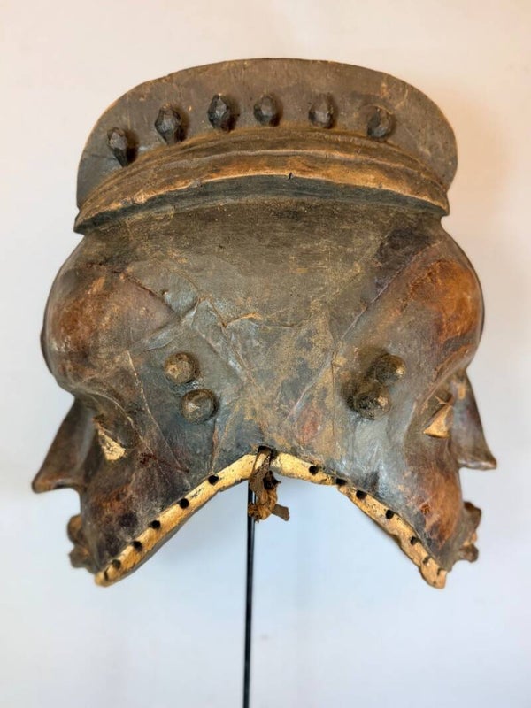 260821 - Old Authentic African IGBO Janus helm Mask - Nigeria.