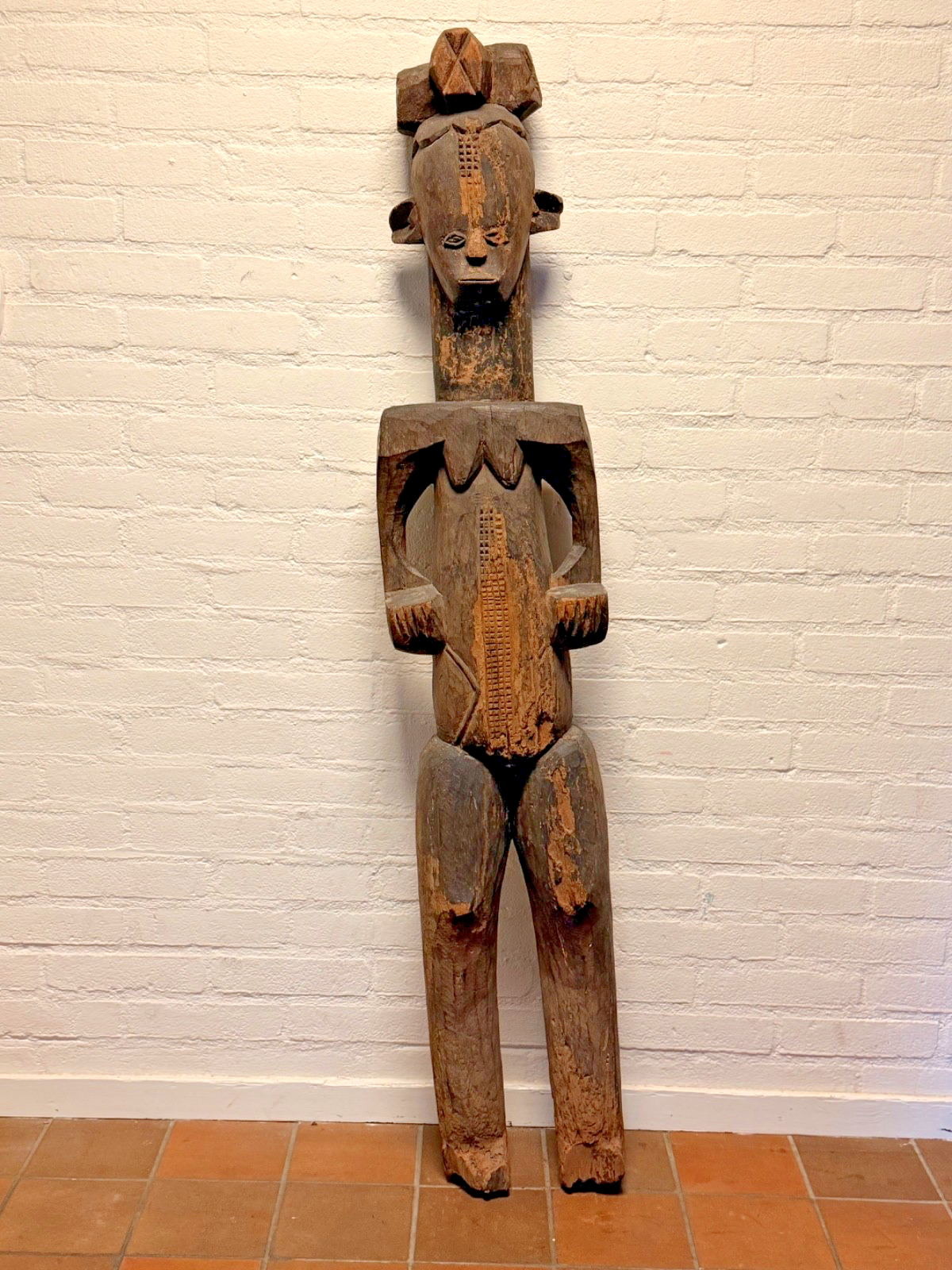 260324.RO - Old Rare Large Tribal used African Fang sculpture - Gabon.