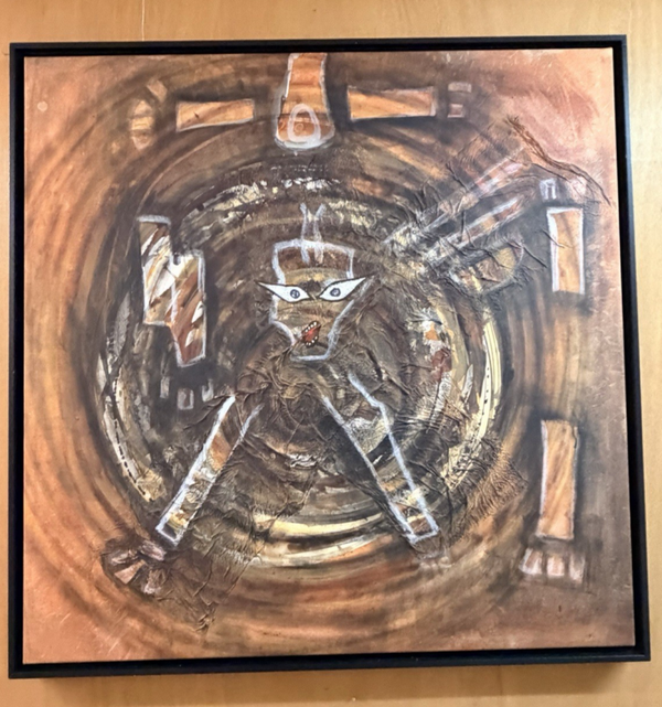 261095 - African art - artist Entail Naanego "WORM HOLE II " on Canvas - Ghana.
