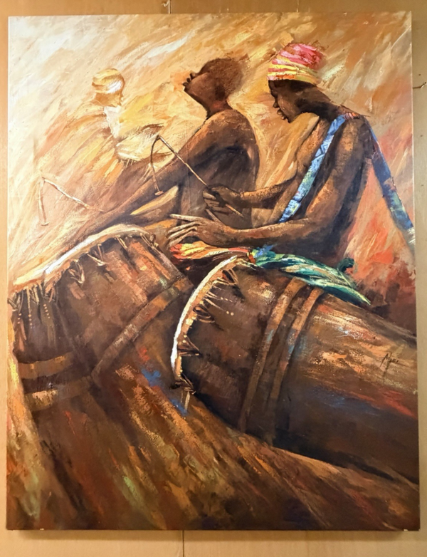 261082 - Large African painting by Godwin Adjei Sowah "vibration" - Ghana