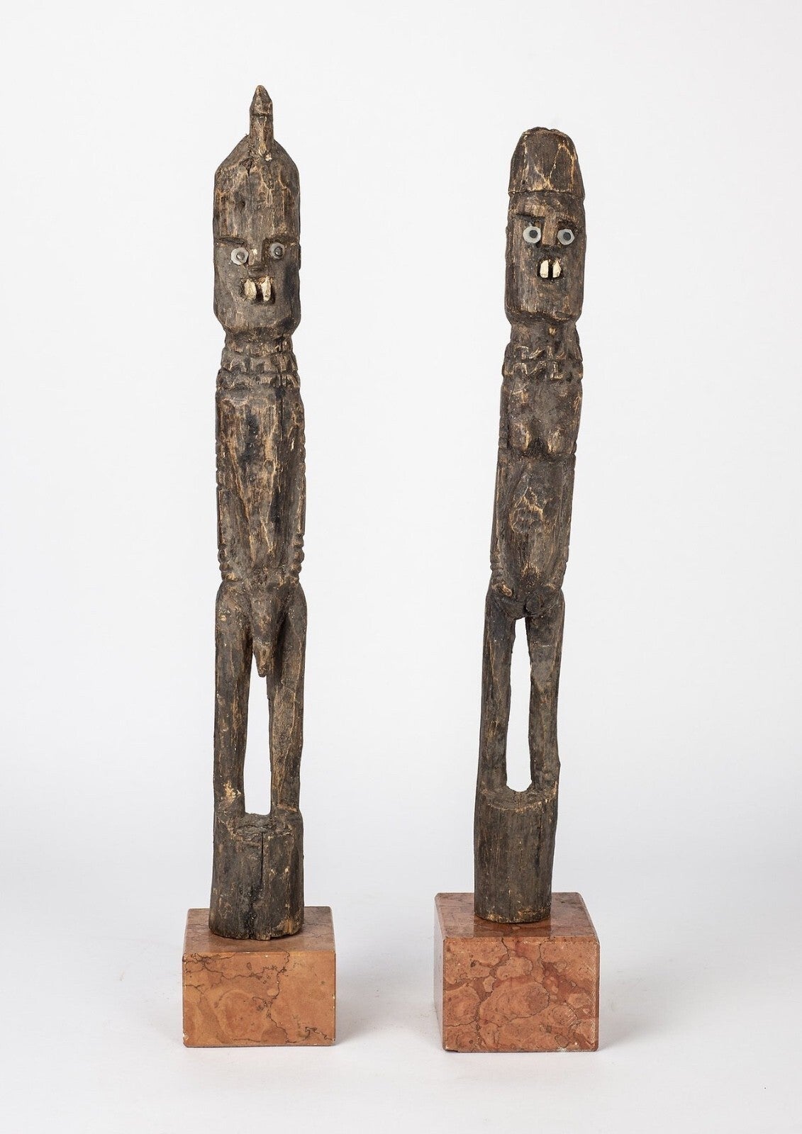 250955 - Couple Rare African Konso Waga Grave statues - Ethiopia.