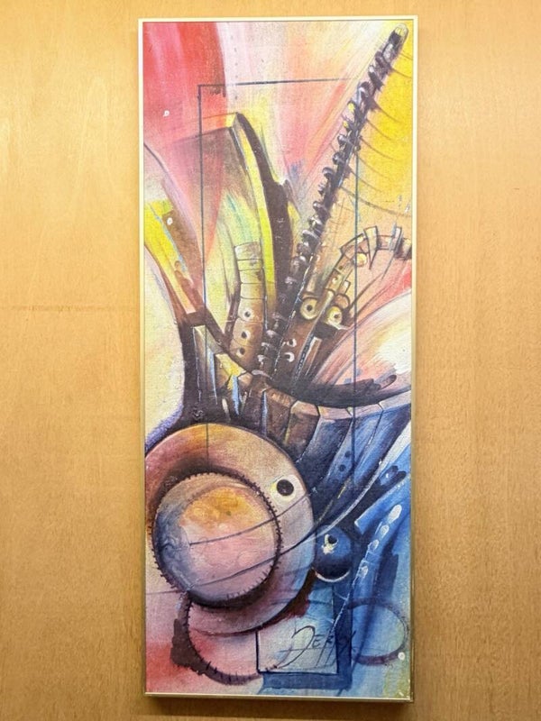 USF045 - Large African painting by Jerry " musical instruments" - Ghana