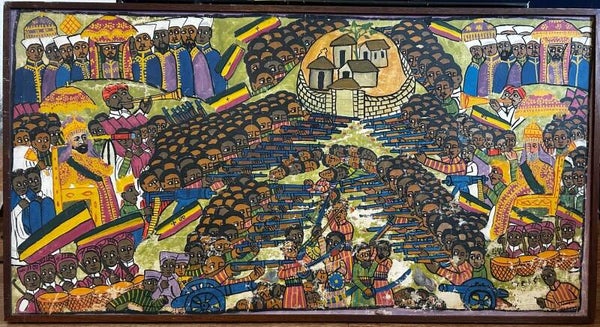 261090 - Very old & Rare Ethiopian battle painting on canvas - Ethiopia