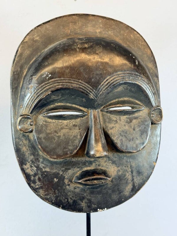 260621 - Old African round Baule mask - Iv. Coast.