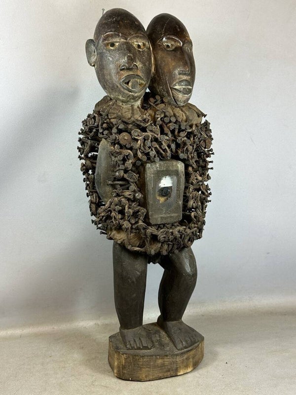 251166 - Large African Fetisch Bakongo Nkisi Nkondi twin statue - Congo.