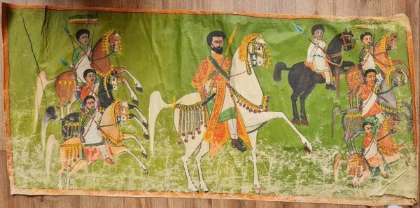 261091 - Very old & Rare Ethiopian Haile Selassie painting on canvas - Ethiopia