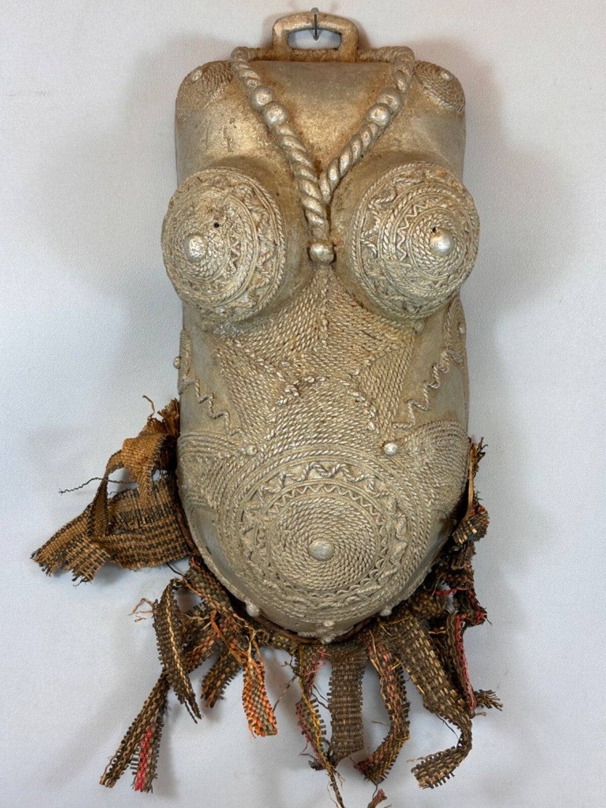 250954 - Rare African Aluminum Makonde Belly mask - Tanzania.