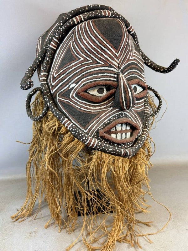 260507 - Rare African Makishi mask, Rite of Passage ceremonial headdress, Zambia