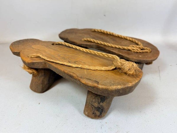 261098 - Antique Ethiopian Hand-Carved Wooden Platform Sandals – Ethiopia