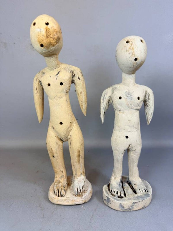 260952 - 2 Old African Rare Prampram sculptures - Ghana