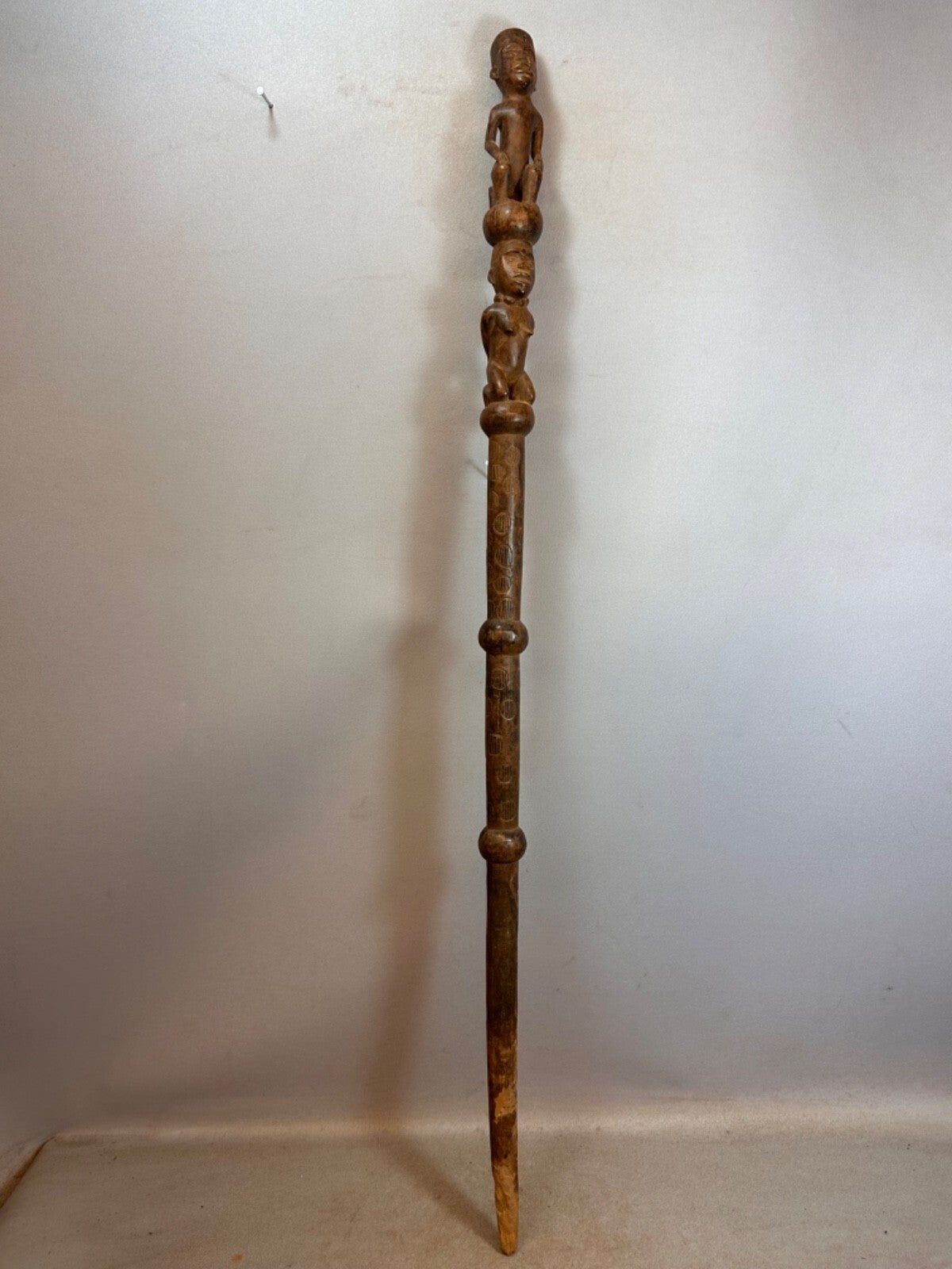 250974 - Old Rare African Wooden Yombe Mwaala Chief Staff - Congo.