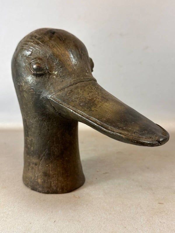 250731 - Old African Duck head in Bronze - Bini Edo - Benin - Nigeria.