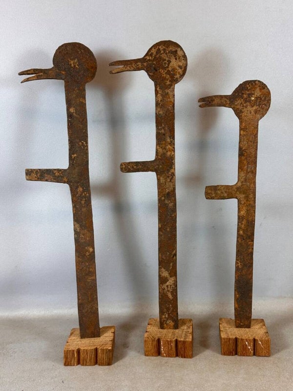250323 - 3 Antique African Kirdi money birds - Cameroon