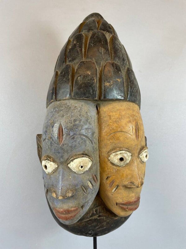 220613 - Tribal used African Yoruba Twin mask - Nigeria.