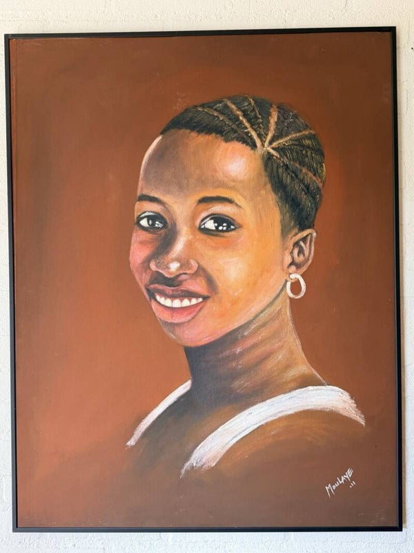 USF010 - Painting Moulaye Sarr - Woman face - Gambia.