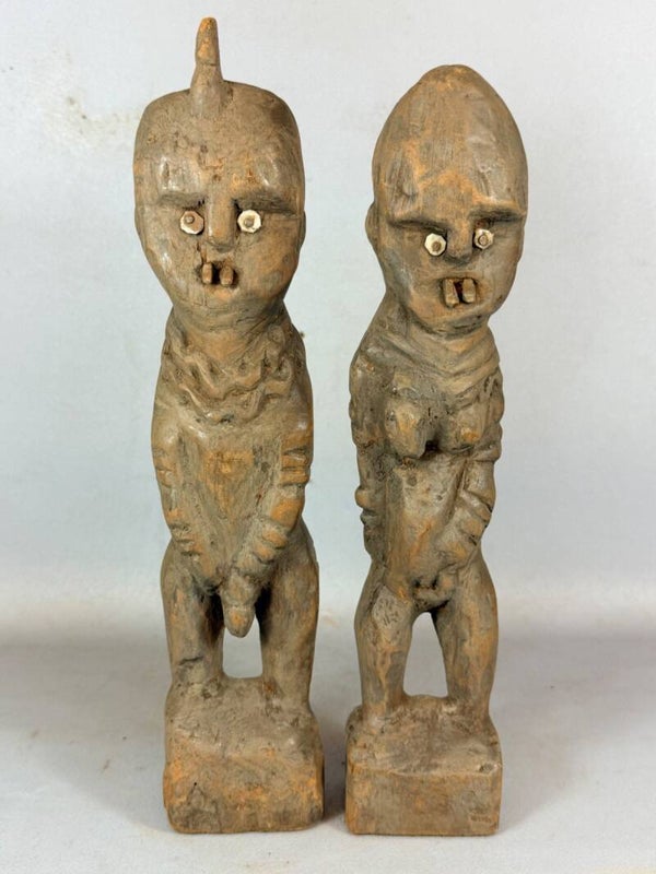 261134 - Couple Rare African Konso Waga Grave statues - Ethiopia