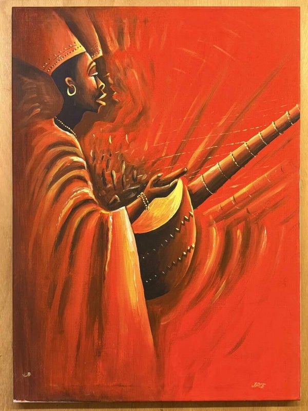 261083 - African painting by JAC Eshun "music player" - Ghana