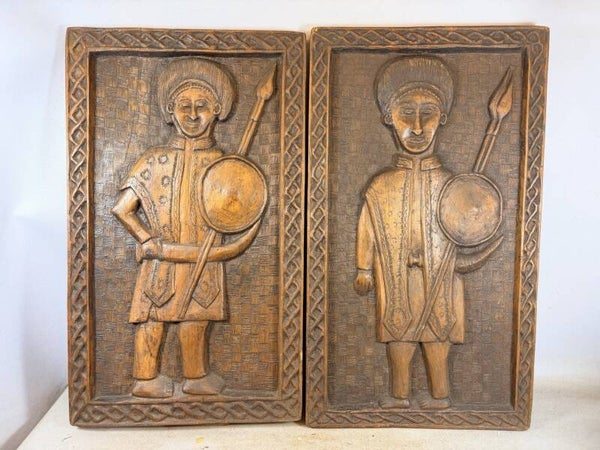 260698 - 2 sculptures from the 1950s depicting Ethiopian warriors - Ethiopia.
