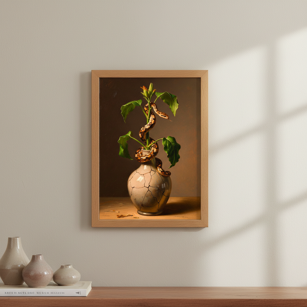 Snake Wrapped Around Plant