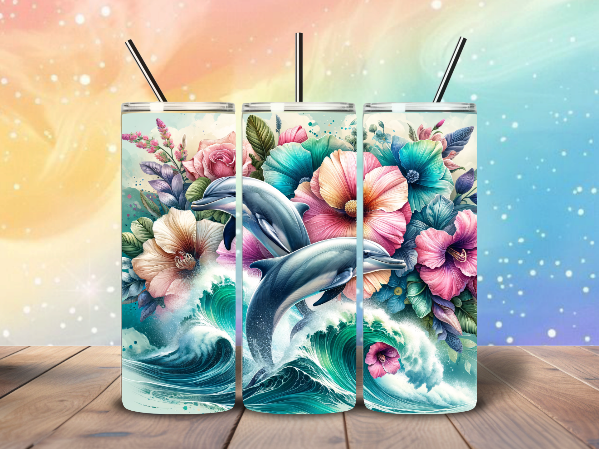 Tumbler | Dolfijn bloemen