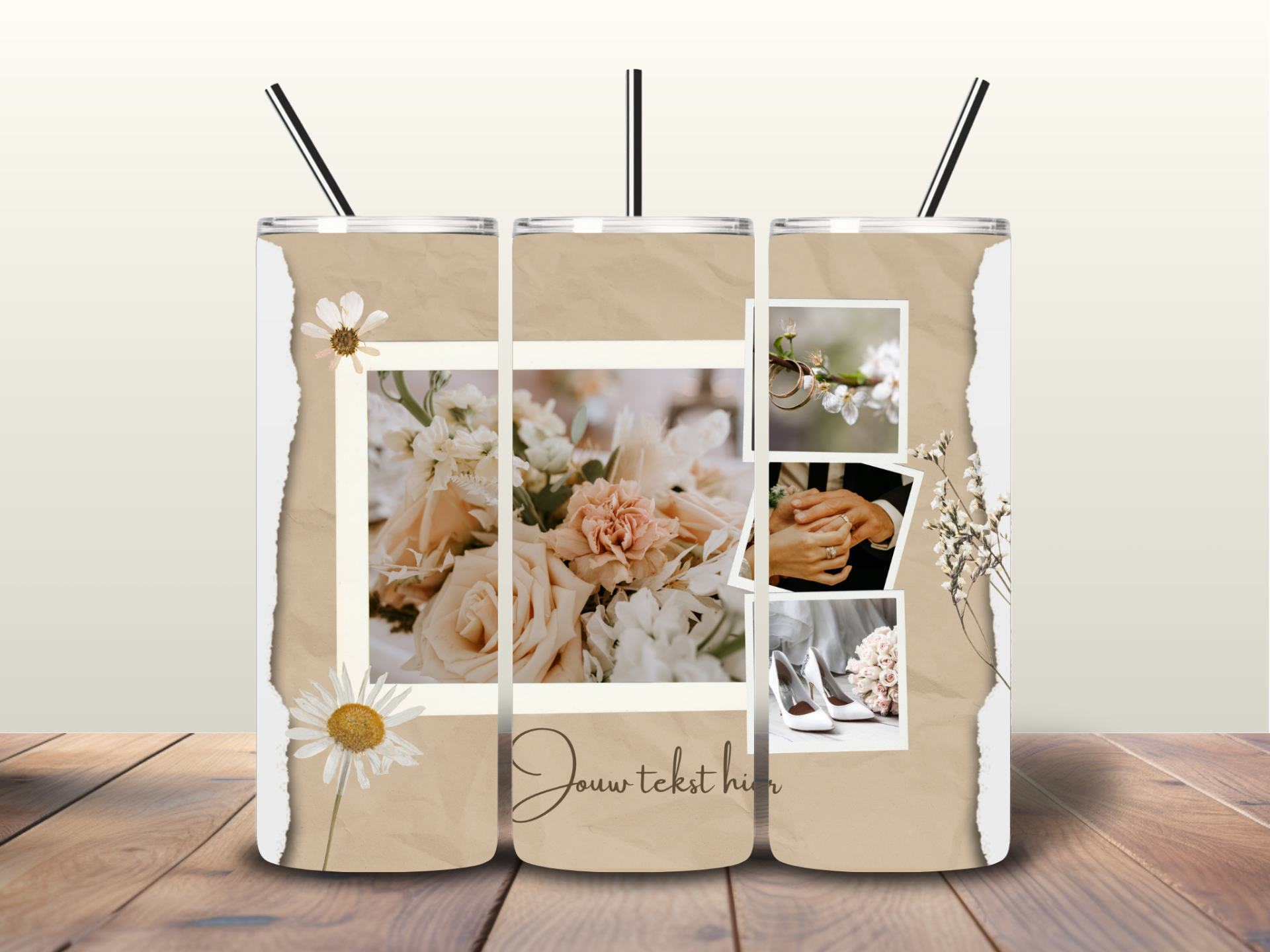 Tumbler | Collage met  4 foto's bruin