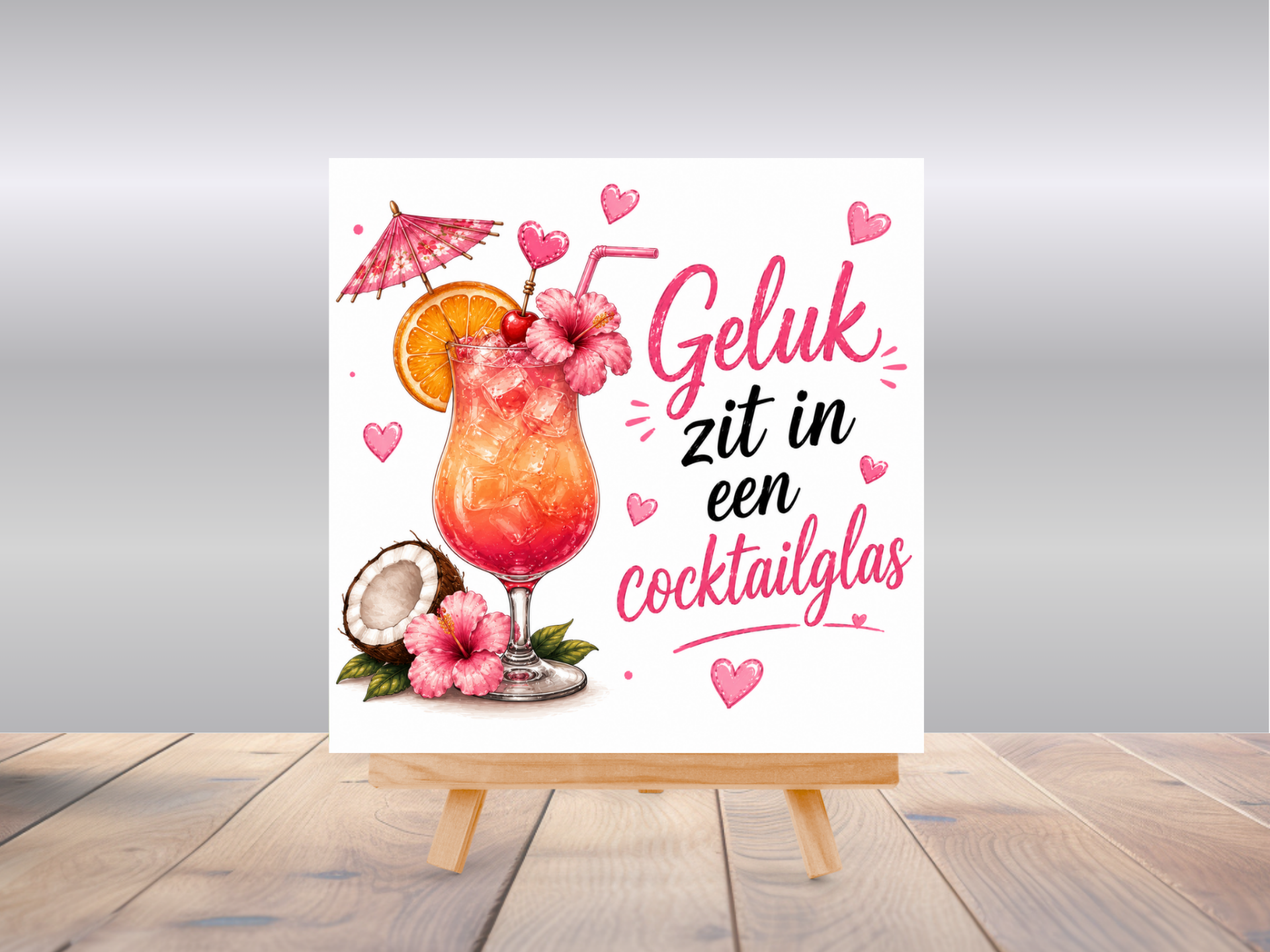 Tegel | Geluk zit in een cocktailglas