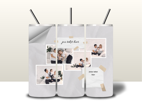 Tumbler | Collage met 4 horizontale foto's en tekst