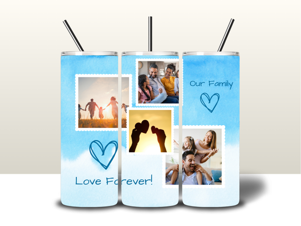 Tumbler met 4 foto's , blauw