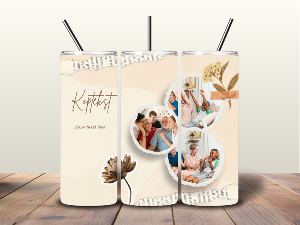 Tumbler | Collage met  3 ronde foto's en tekst