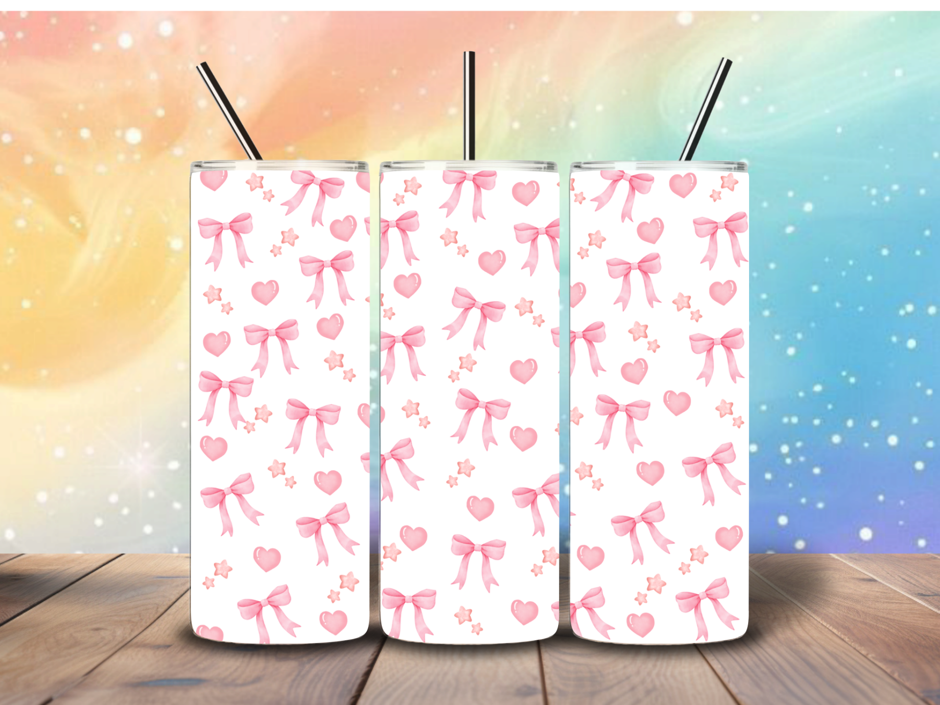 Tumbler | Roze strikjes en hartjes