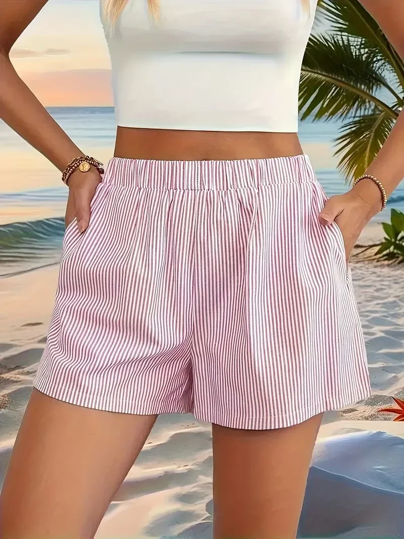 Striped short roze
