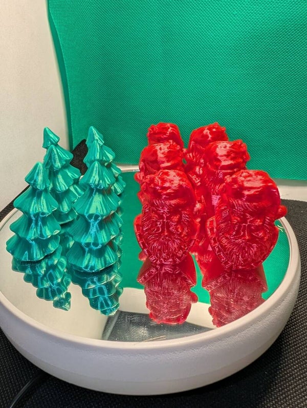 Christmas Mini Set Combo — 6 Santas + 6 Trees, 12 Piece 3D Printed Holiday Decor